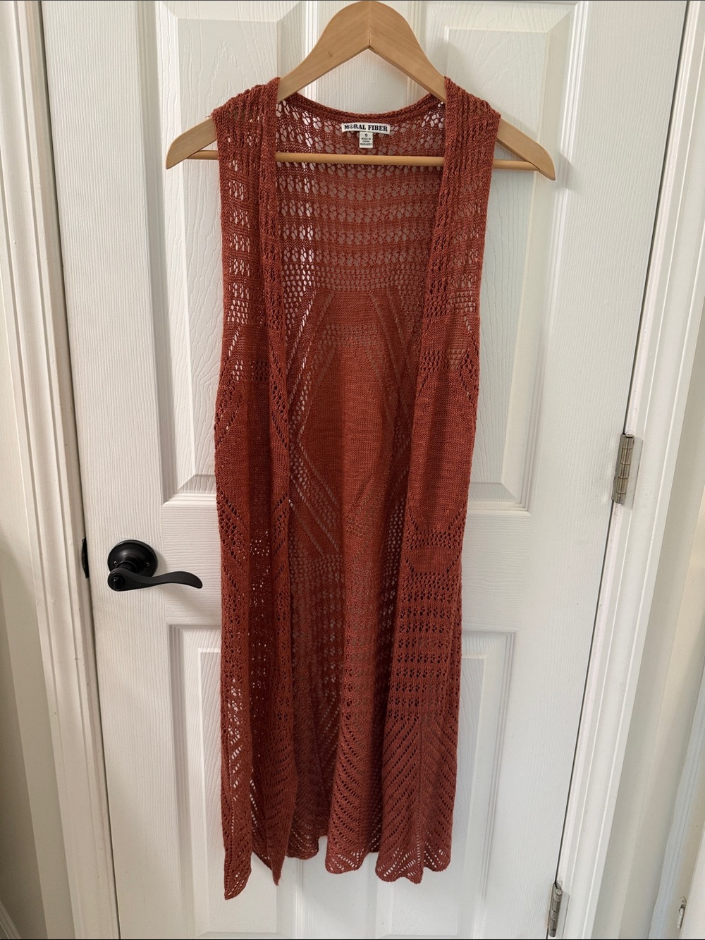 Moral Fiber Rust Crochet Maxi Vest Dress